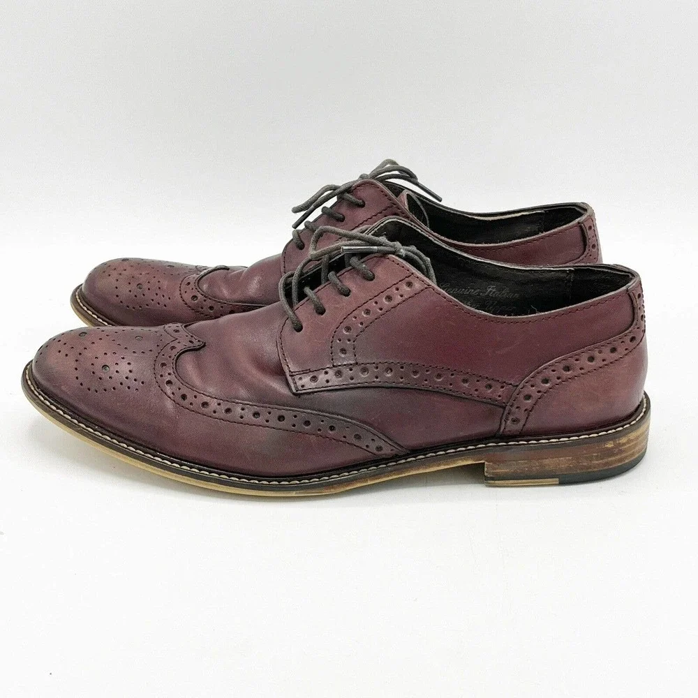 Joseph Abboud Wingtip‎ Oxfords Burgundy Brown Leather Full Brogue Classic